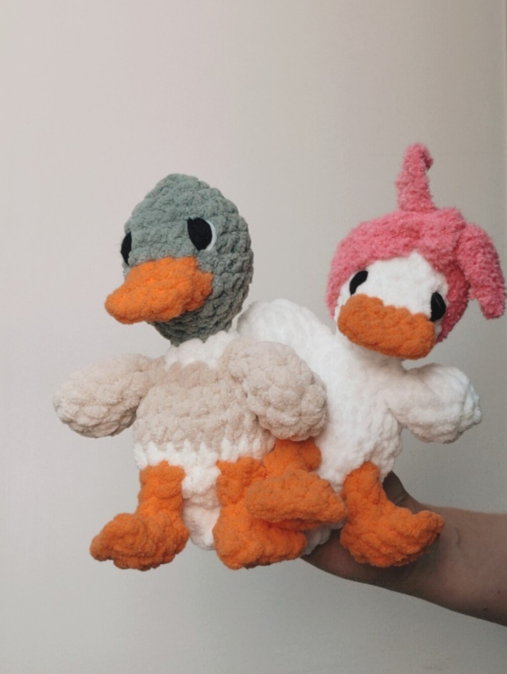Handmade Crocet Mallard Duck And White Duck Lovey